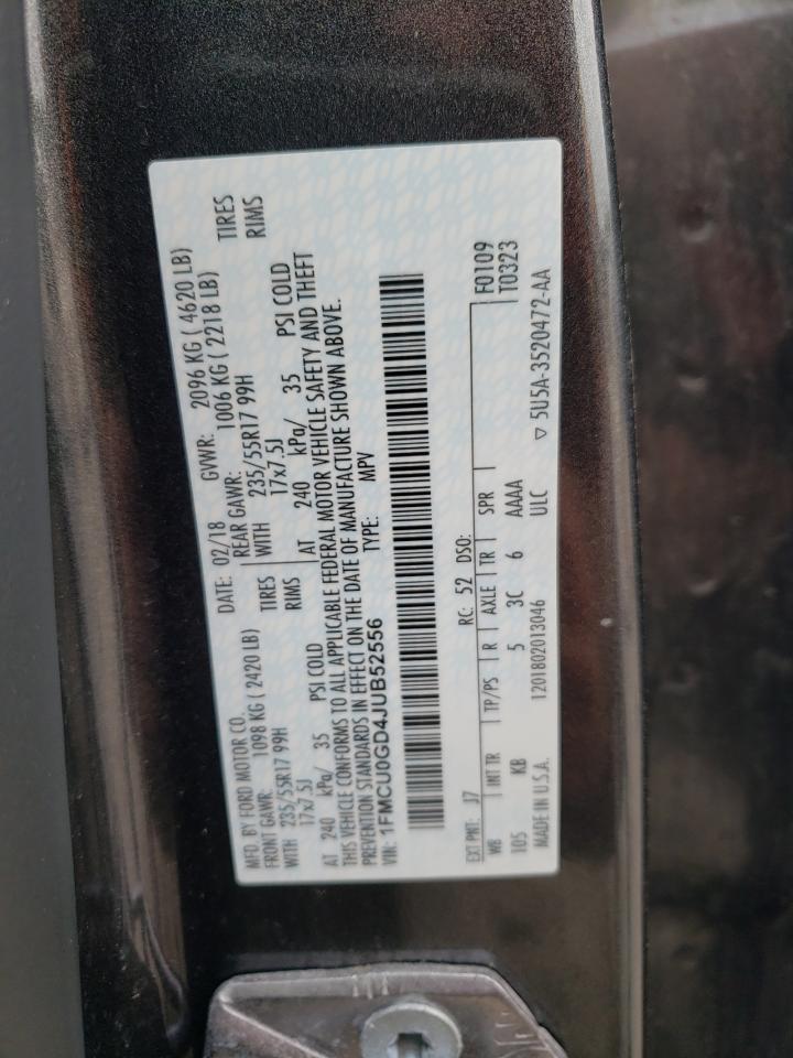 1FMCU0GD4JUB52556 FORD ESCAPE 2018