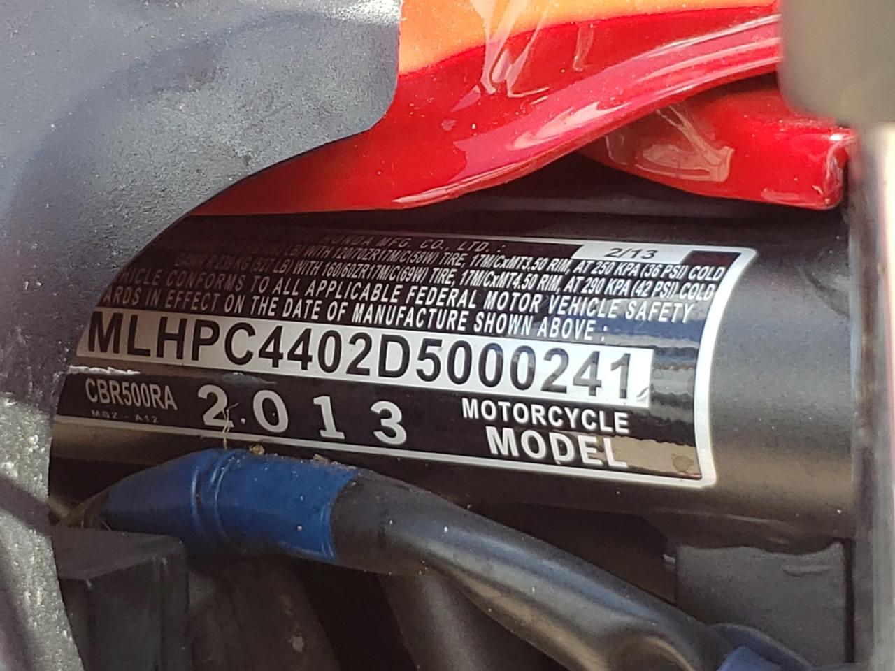 MLHPC4402D5000241 2013 Honda Cbr500 Ra-Abs