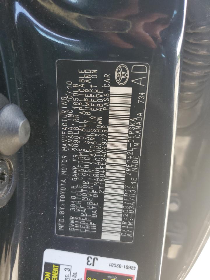 2T1BU4EE3AC497786 2010 Toyota Corolla Base