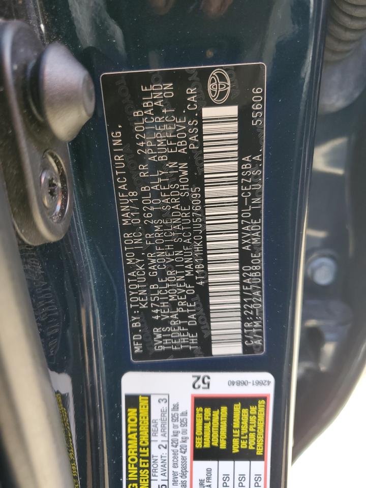 4T1B11HK0JU576095 2018 Toyota Camry L