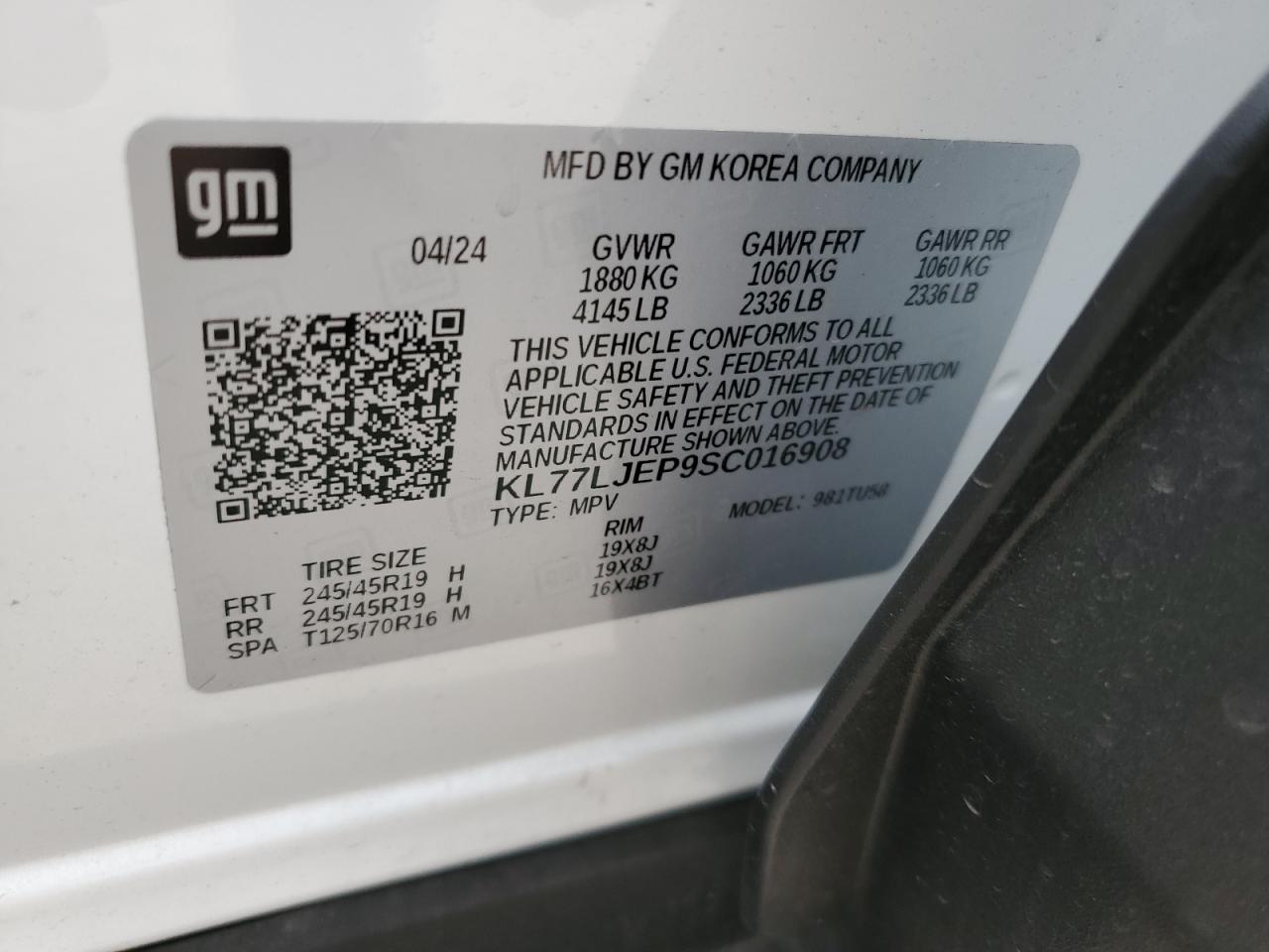 KL77LJEP9SC016908 2025 Chevrolet Trax 2Rs