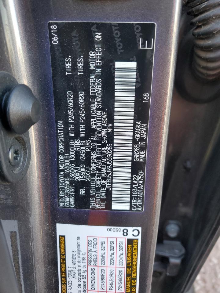 JTEBU5JR9J5590285 2018 Toyota 4Runner Sr5/Sr5 Premium