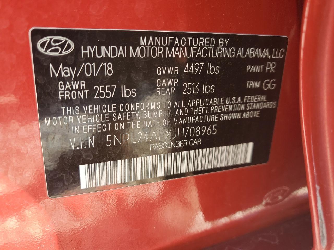 5NPE24AFXJH708965 2018 Hyundai Sonata Se