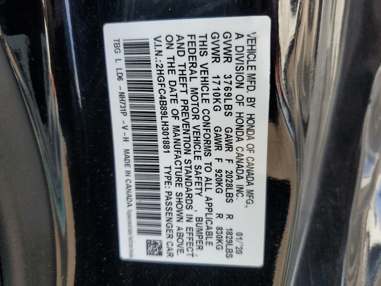 2HGFC4B89LH301881 2020 HONDA CIVIC - Image 13