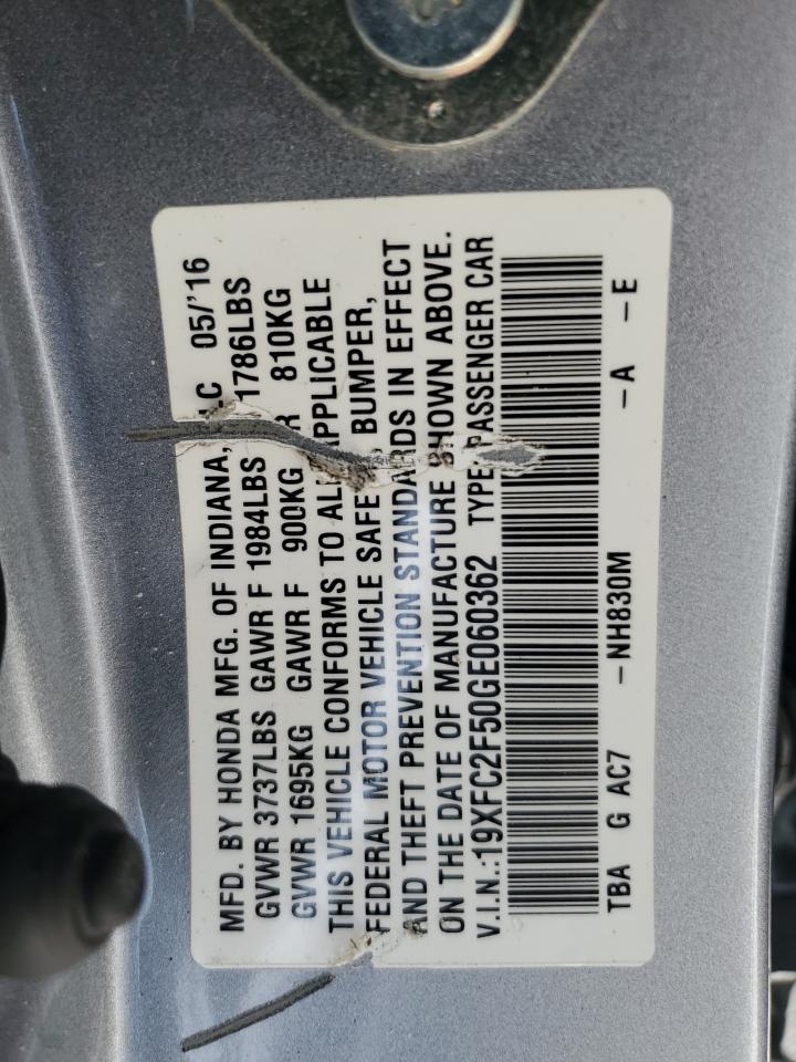 19XFC2F50GE060362 2016 Honda Civic Lx