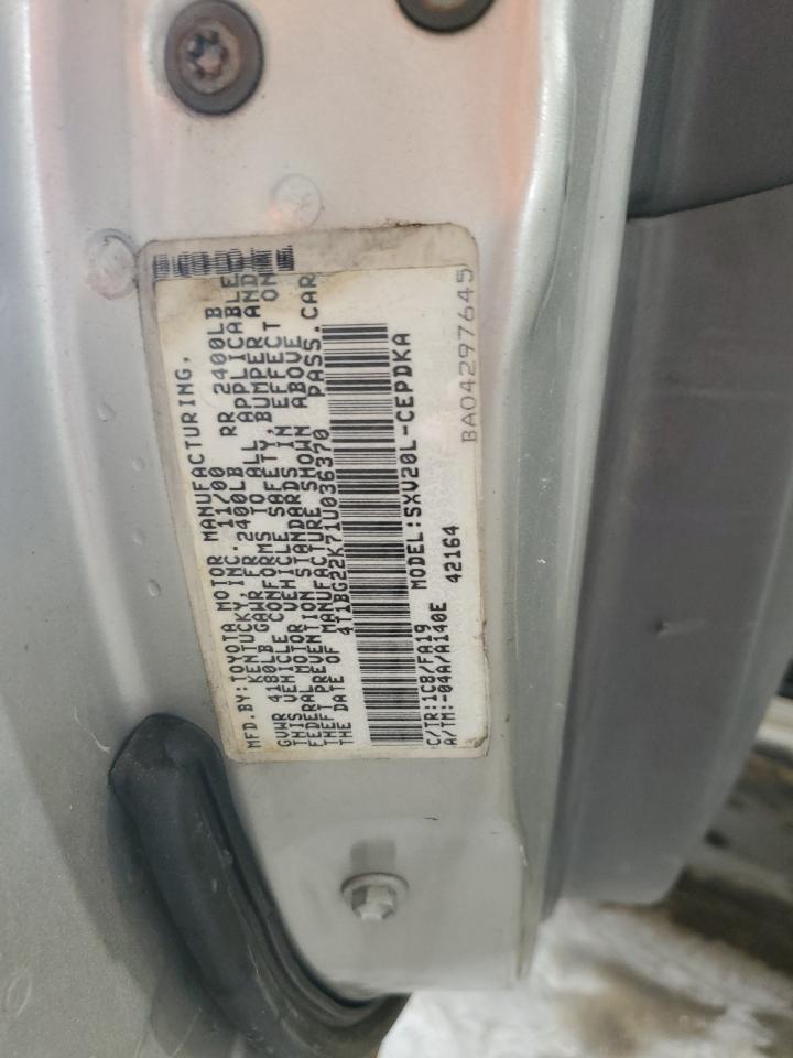 4T1BG22K71U036370 2001 Toyota Camry Ce