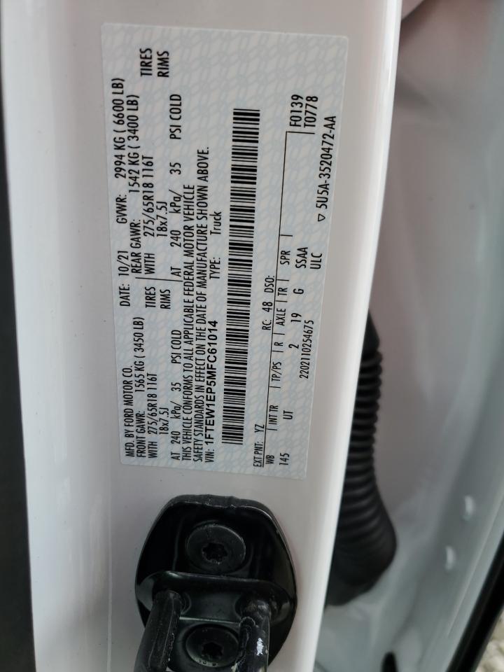 2021 Ford F150 Supercrew VIN: 1FTEW1EP5MFC61014 Lot: 72468124