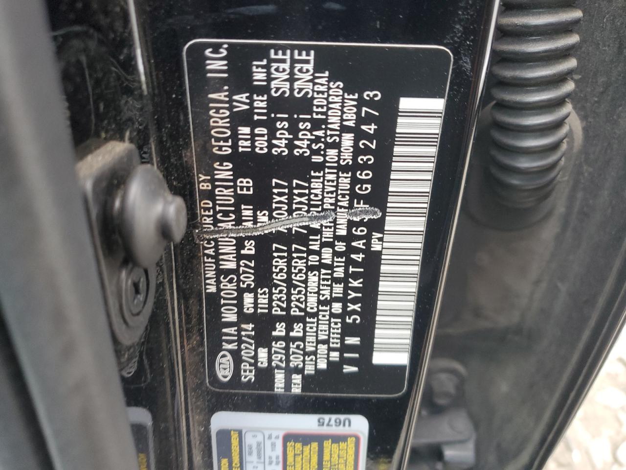 5XYKT4A65FG632473 2015 Kia Sorento Lx