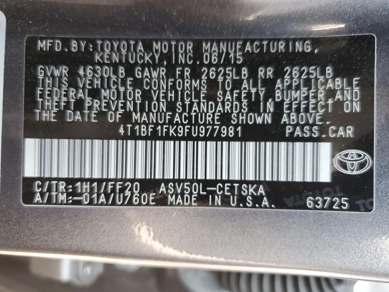 4T1BF1FK9FU977981 2015 Toyota Camry Le