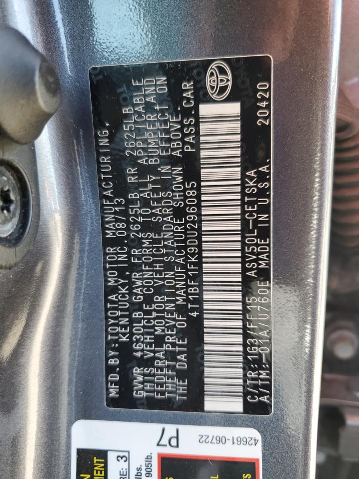 4T1BF1FK9DU296085 2013 Toyota Camry L