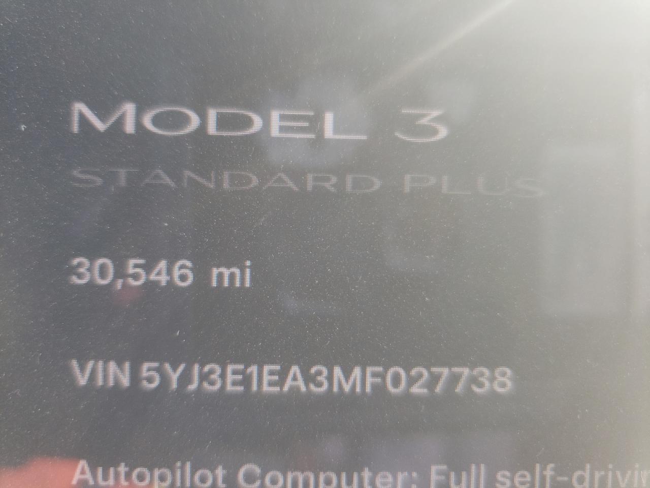 2021 Tesla Model 3 VIN: 5YJ3E1EA3MF027738 Lot: 71421994