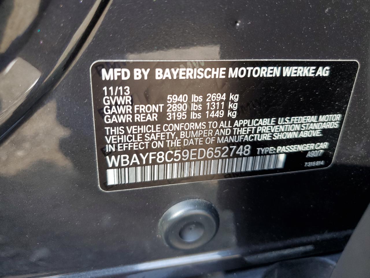 WBAYF8C59ED652748 2014 BMW 750 Lxi