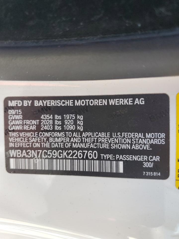 2016 BMW 428 I VIN: WBA3N7C59GK226760 Lot: 72568144