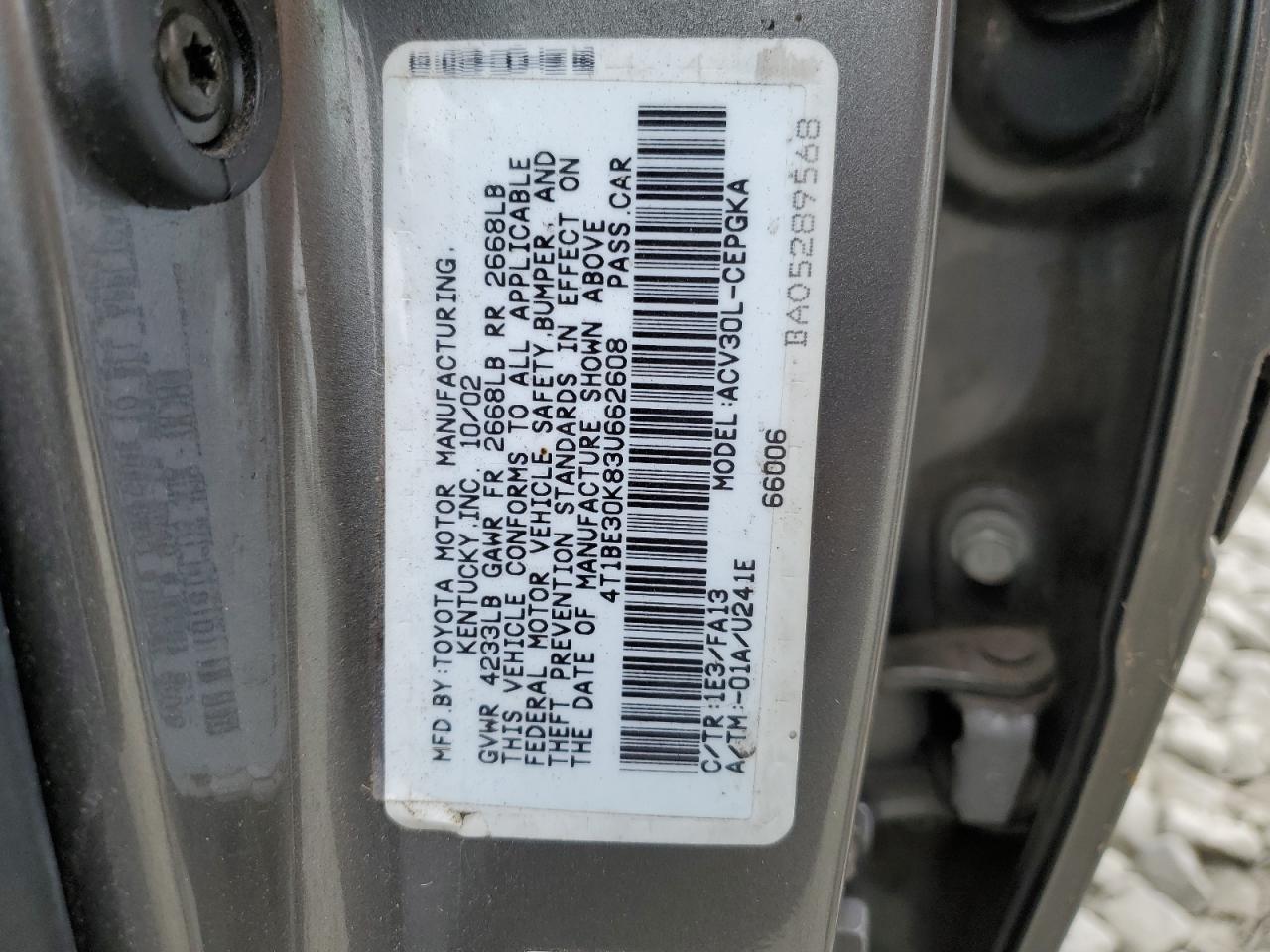 4T1BE30K83U662608 2003 Toyota Camry Le