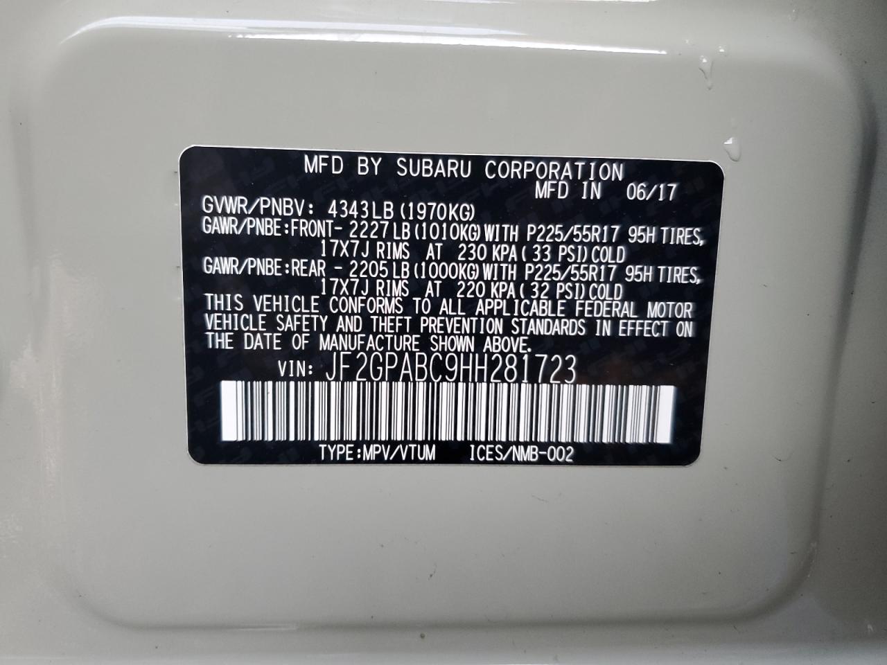 JF2GPABC9HH281723 2017 Subaru Crosstrek Premium