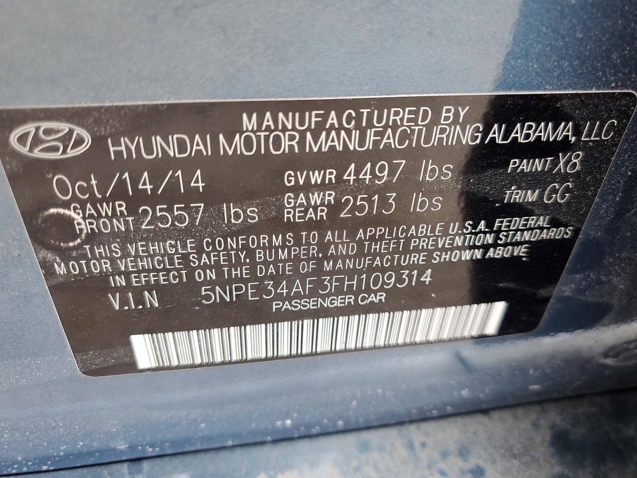 2015 Hyundai Sonata Sport VIN: 5NPE34AF3FH109314 Lot: 70243634