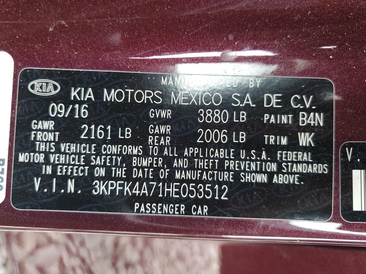 3KPFK4A71HE053512 2017 Kia Forte Lx