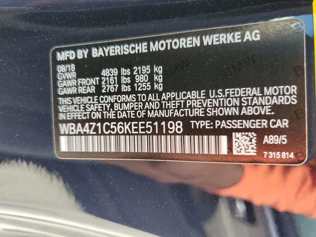 2019 BMW 430I VIN: WBA4Z1C56KEE51198 Lot: 72614674