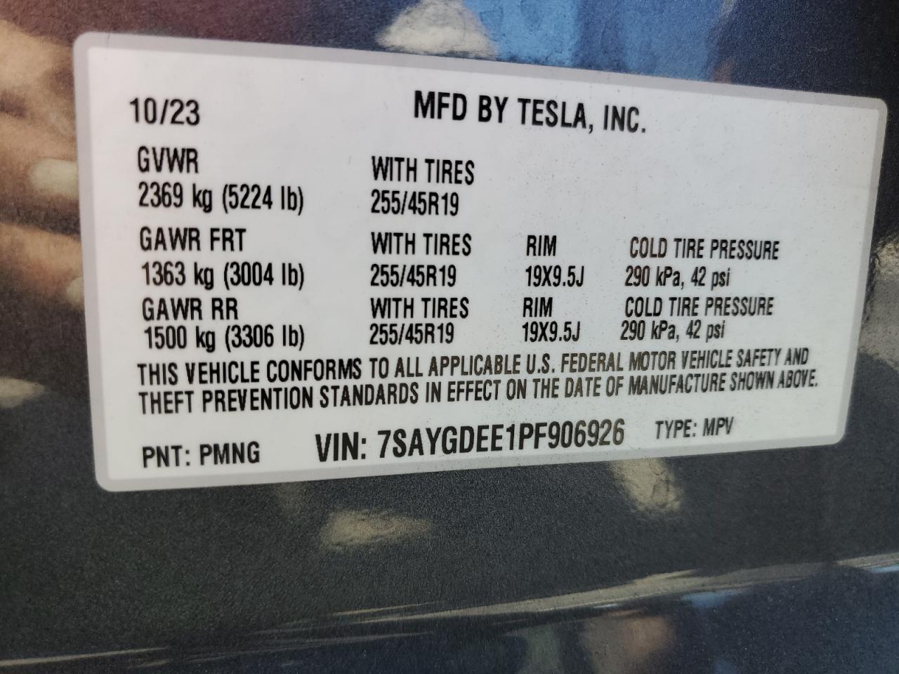 2023 Tesla Model Y VIN: 7SAYGDEE1PF906926 Lot: 70783804