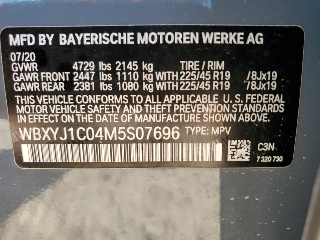 WBXYJ1C04M5S07696 2021 BMW X2 xDrive28I