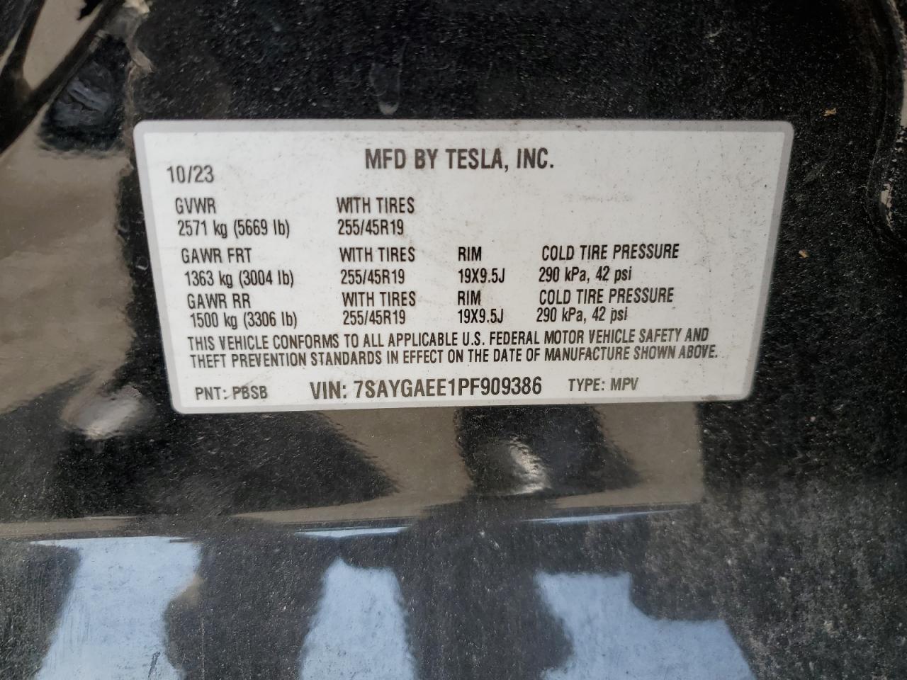 7SAYGAEE1PF909386 2023 Tesla Model Y