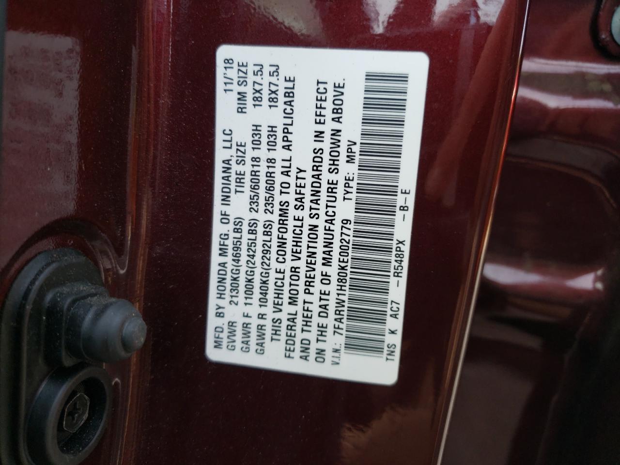 7FARW1H80KE002779 2019 Honda Cr-V Exl