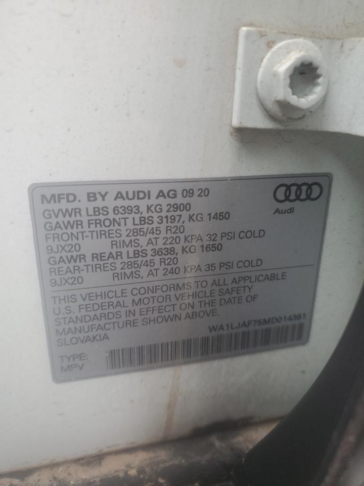 2021 Audi Q7 Premium Plus VIN: WA1LJAF75MD014361 Lot: 72046684