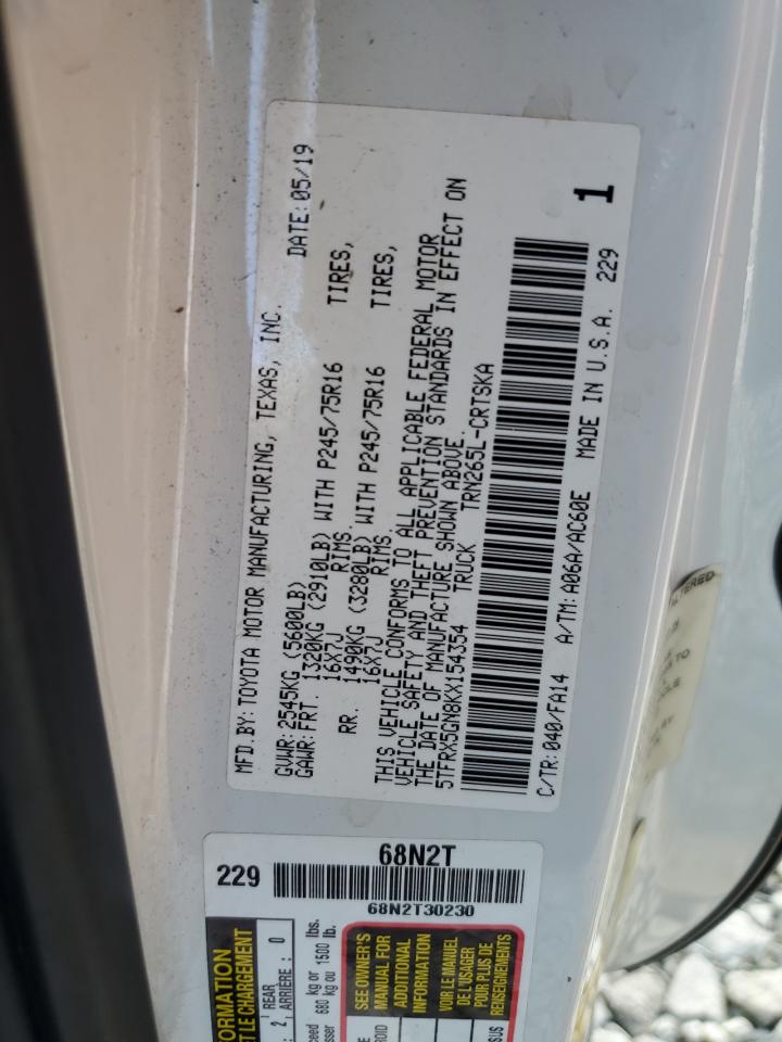 5TFRX5GN8KX154354 2019 Toyota Tacoma Access Cab