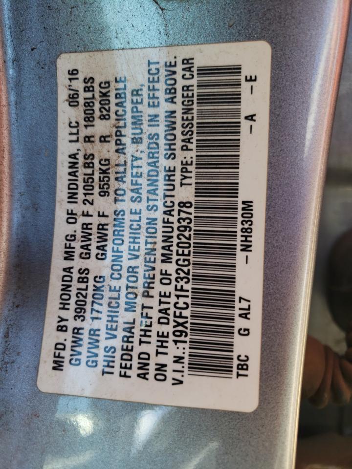 19XFC1F32GE029378 2016 HONDA CIVIC - Image 13