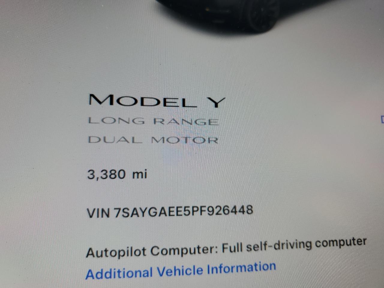 2023 Tesla Model Y VIN: 7SAYGAEE5PF926448 Lot: 72720154