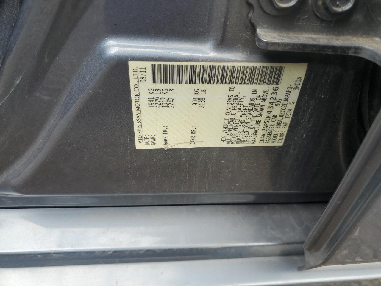 1N4AL2AP5CN434236 2012 Nissan Altima Base