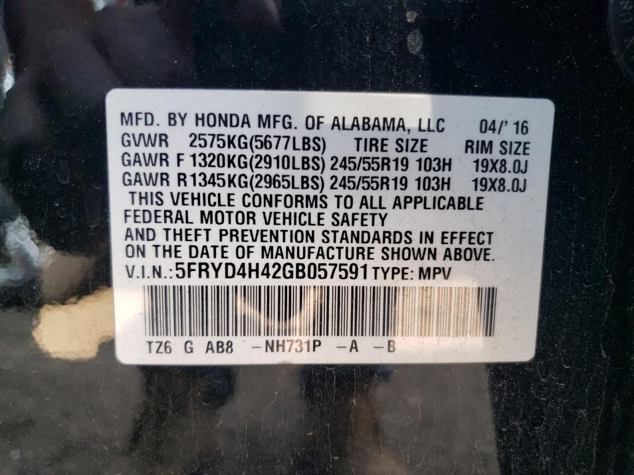 5FRYD4H42GB057591 2016 Acura Mdx Technology