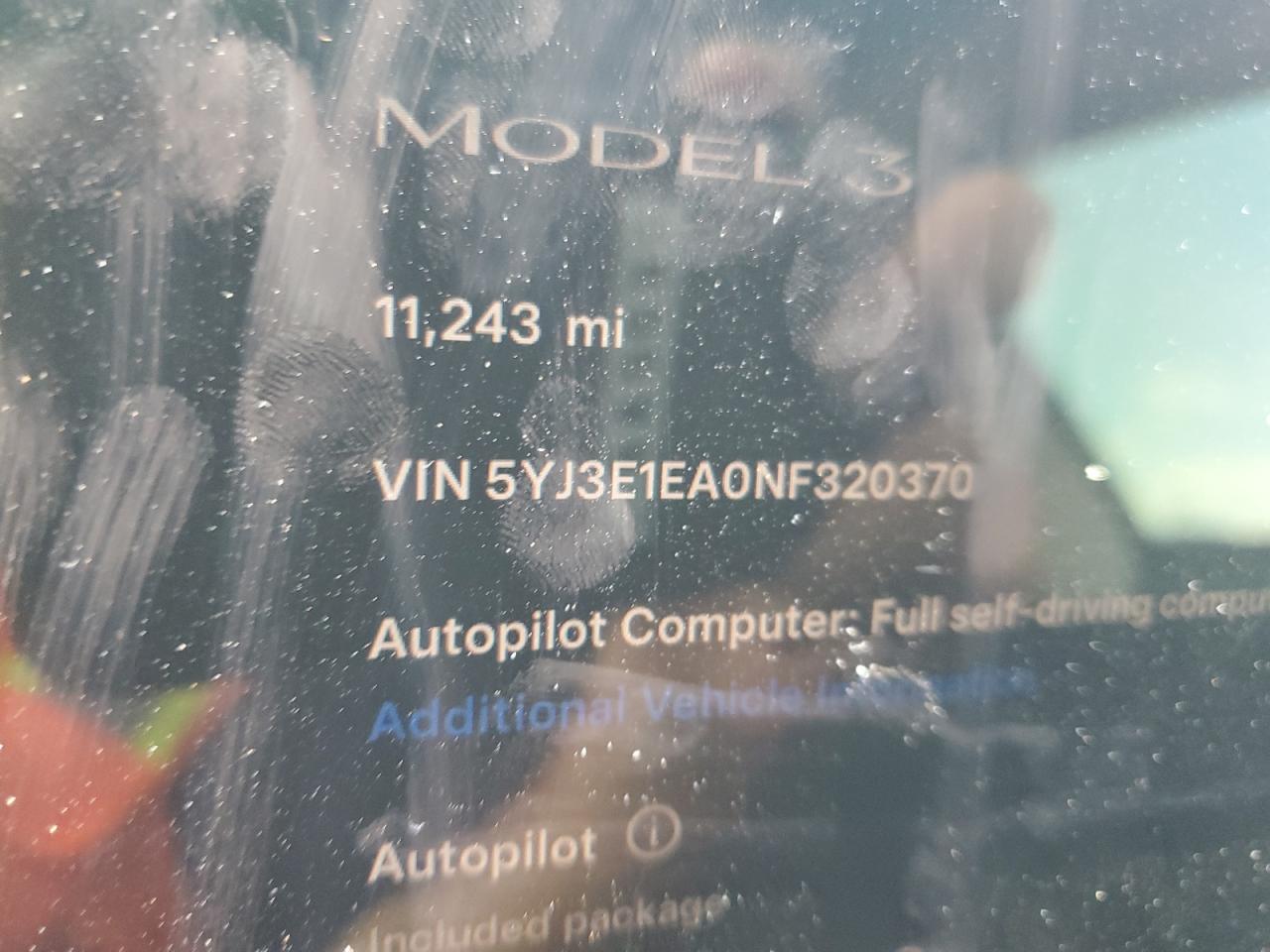 5YJ3E1EA0NF320370 2022 Tesla Model 3