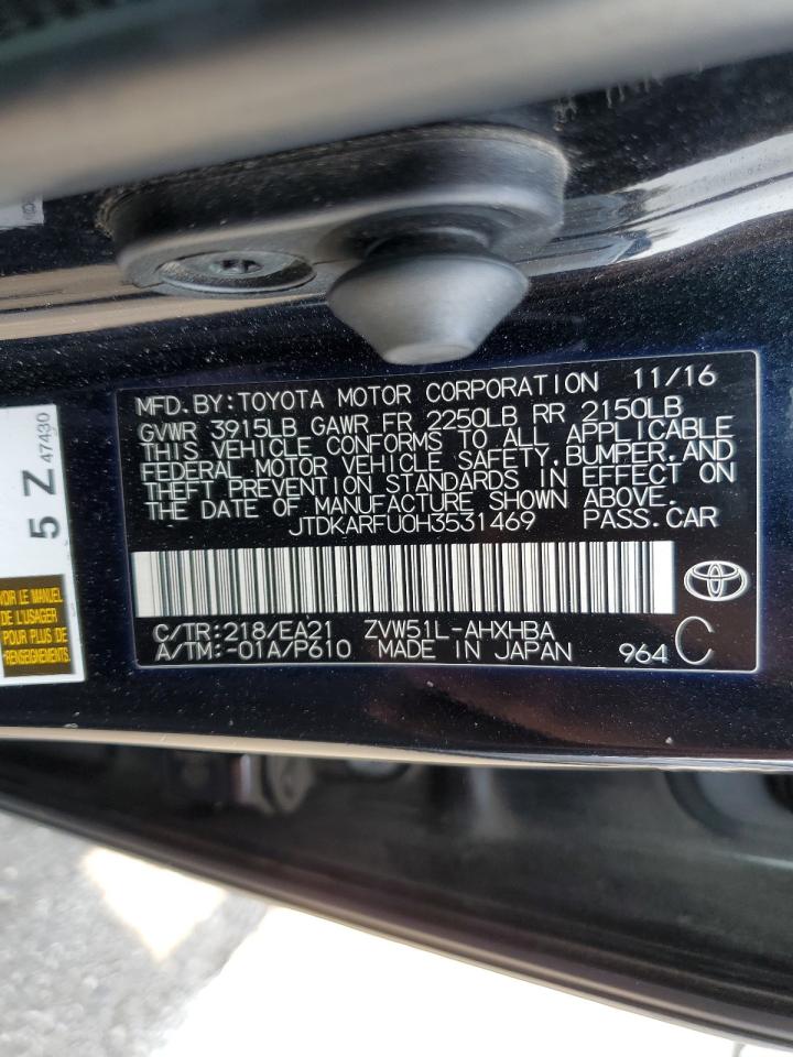 2017 Toyota Prius VIN: JTDKARFU0H3531469 Lot: 71121514