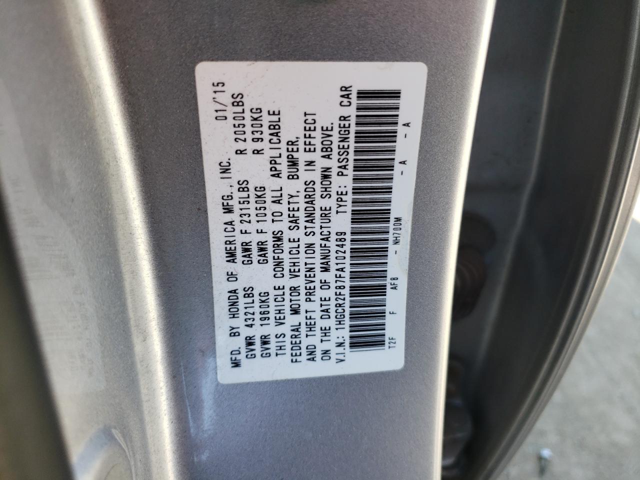 1HGCR2F87FA102489 2015 Honda Accord Exl