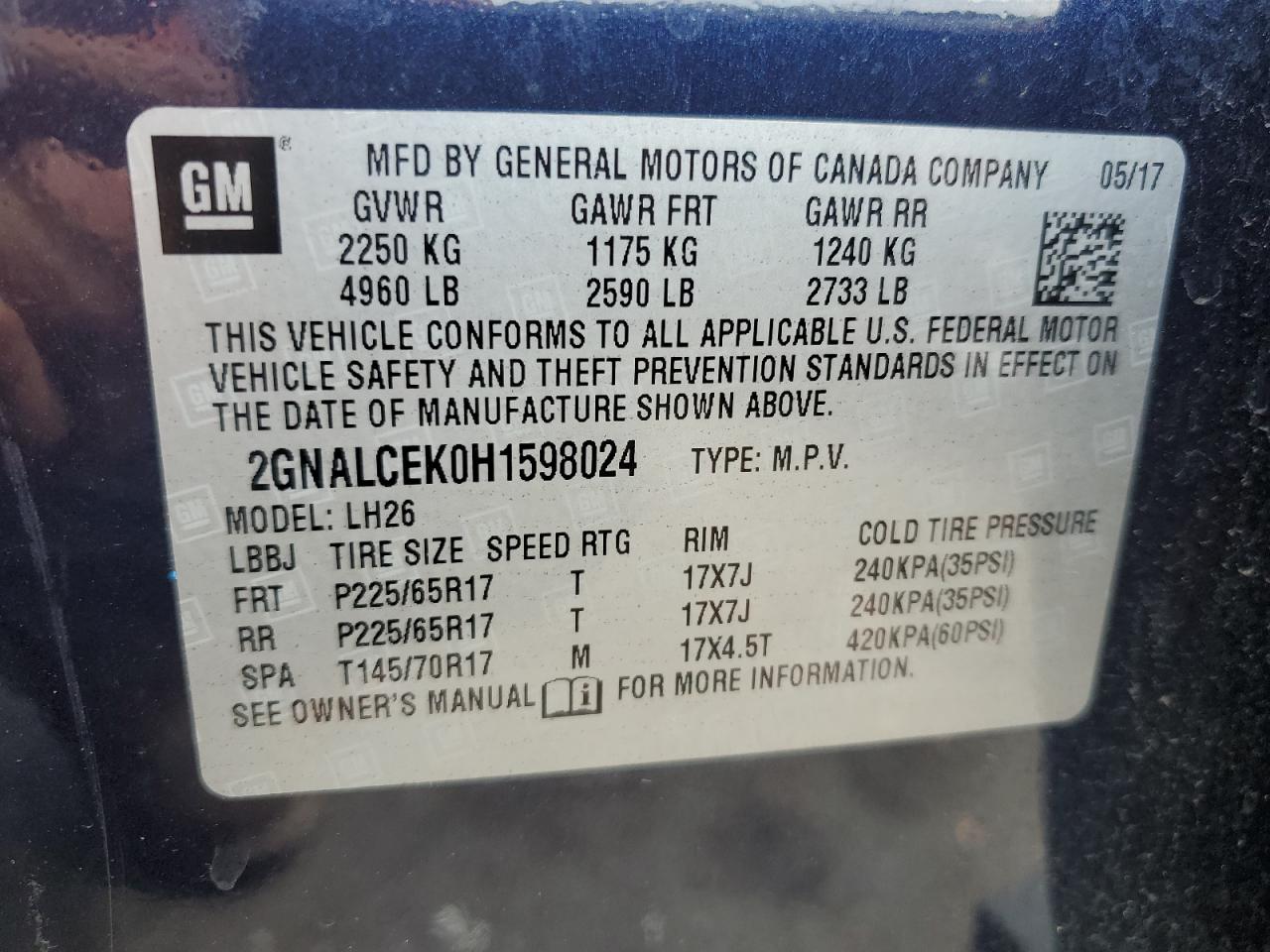 2GNALCEK0H1598024 2017 CHEVROLET EQUINOX - Image 15