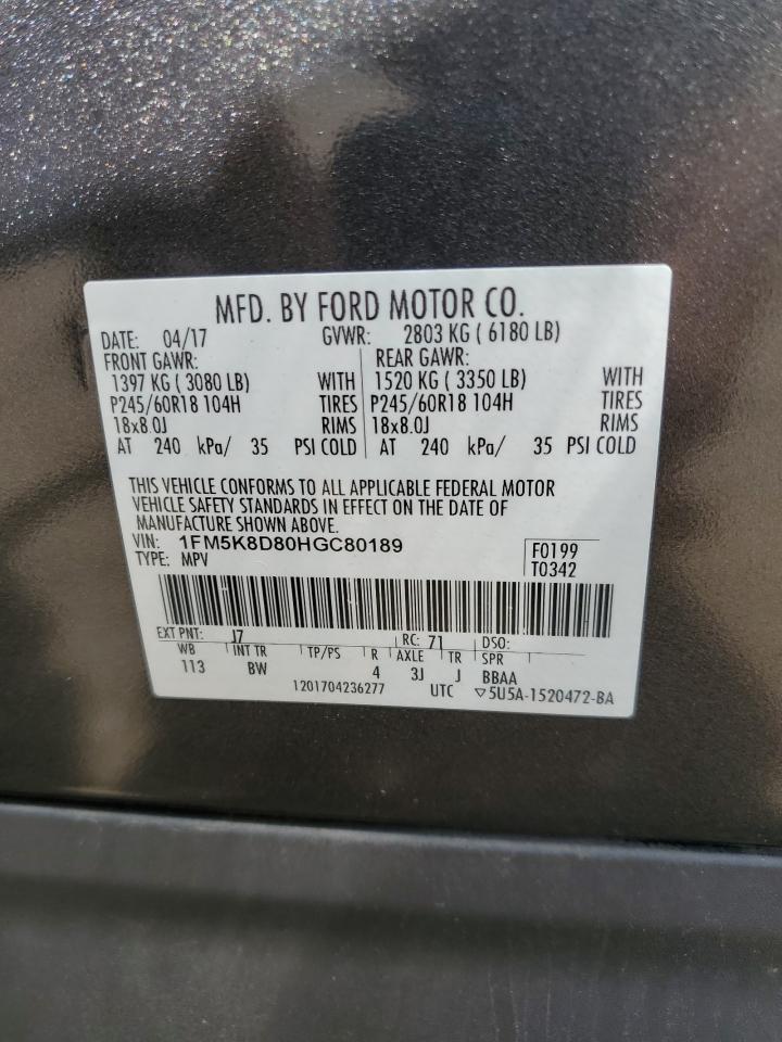 1FM5K8D80HGC80189 2017 FORD EXPLORER - Image 13