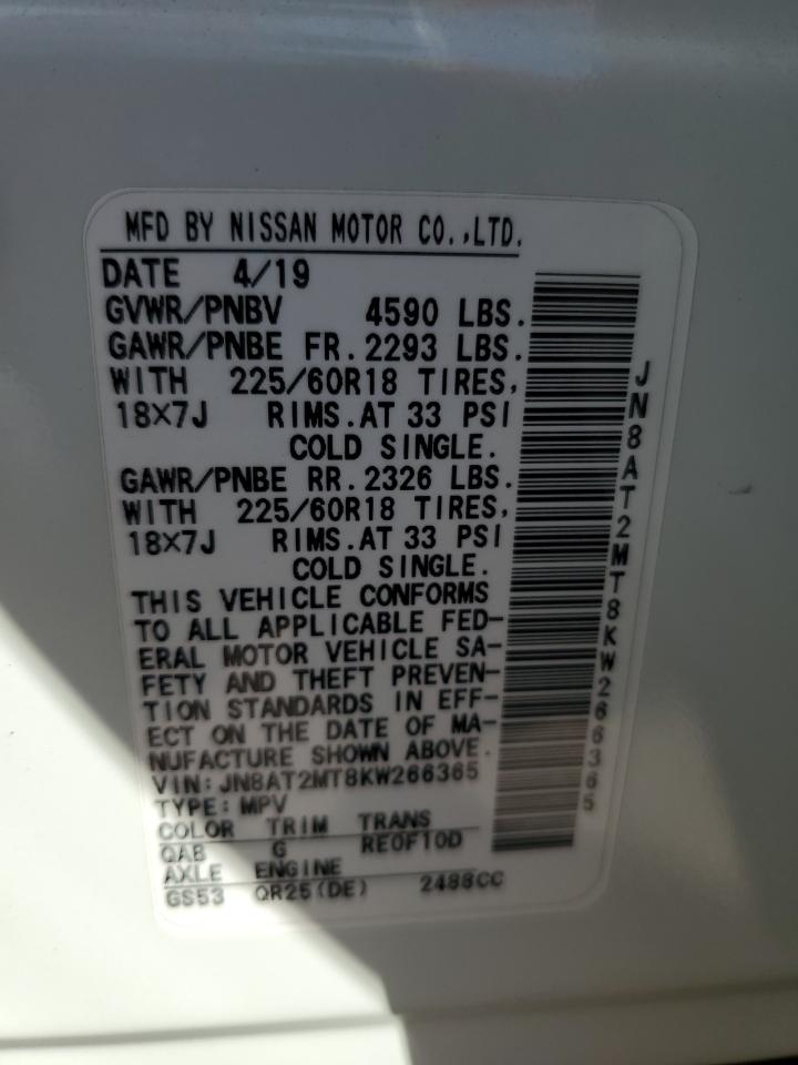 JN8AT2MT8KW266365 2019 Nissan Rogue S