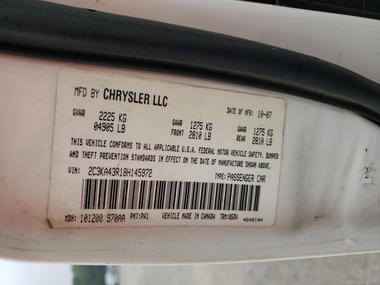 2C3KA43R18H145972 2008 Chrysler 300 Lx