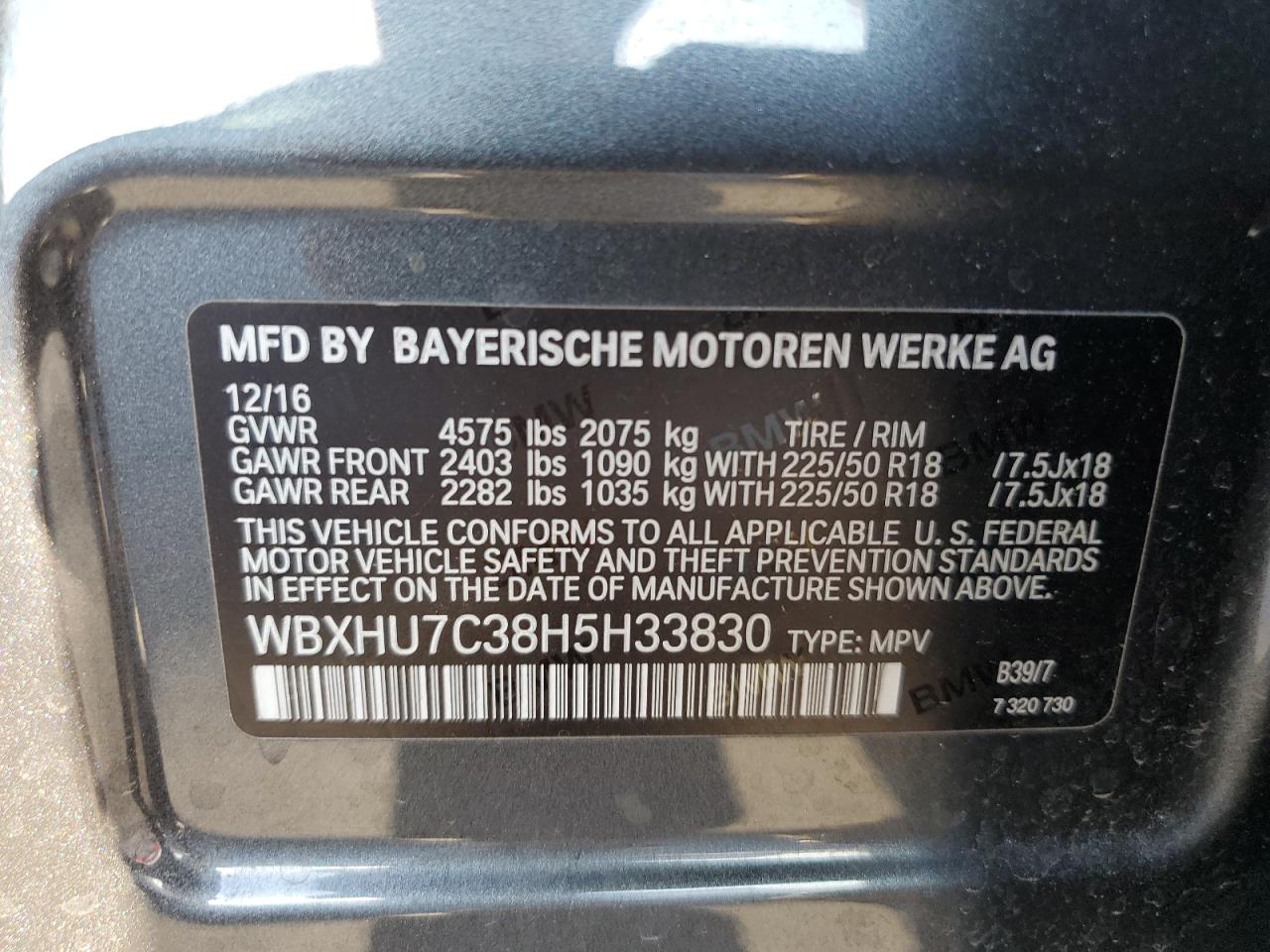 WBXHU7C38H5H33830 2017 BMW X1 Sdrive28I