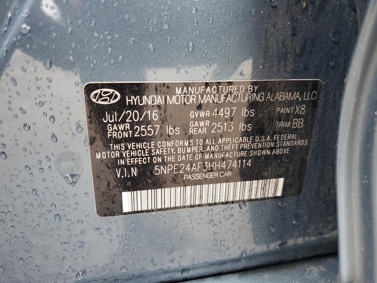 5NPE24AF3HH474114 2017 Hyundai Sonata Se