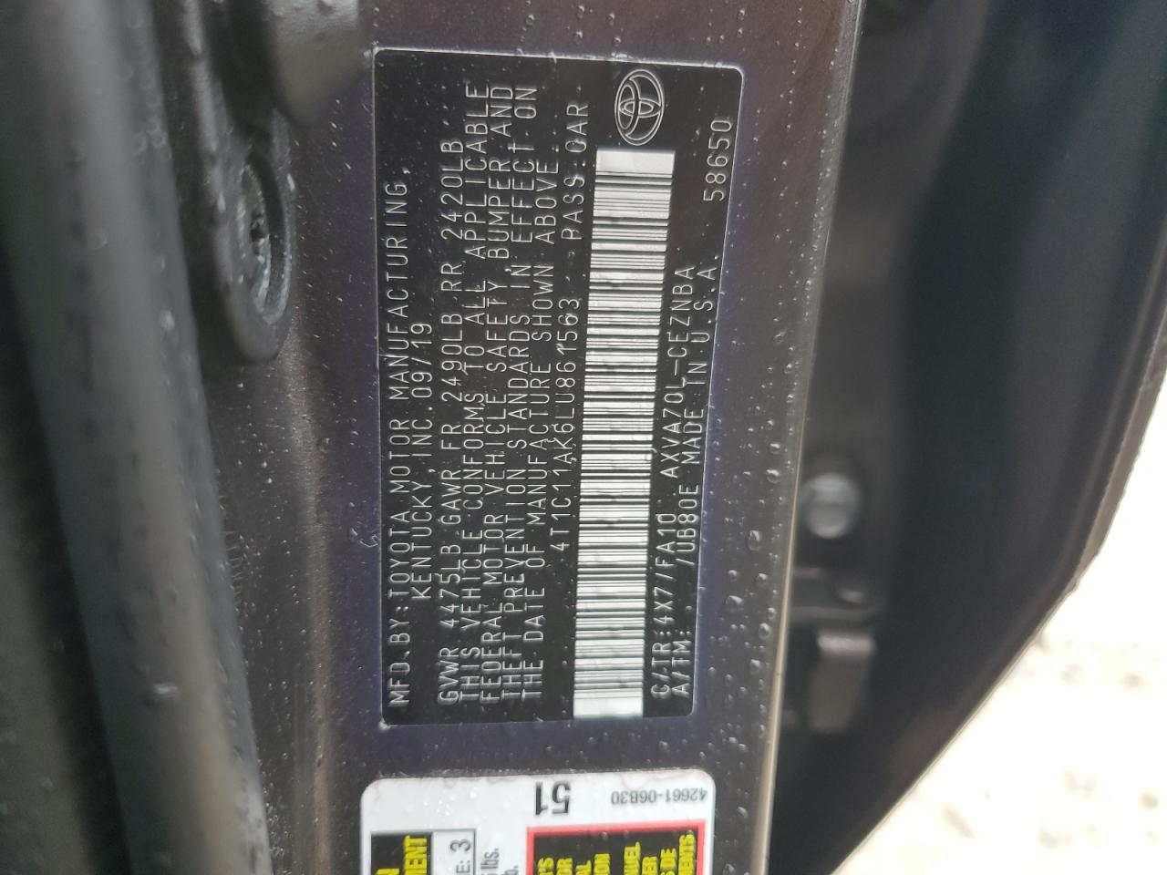 4T1C11AK6LU861563 2020 TOYOTA CAMRY - Image 13