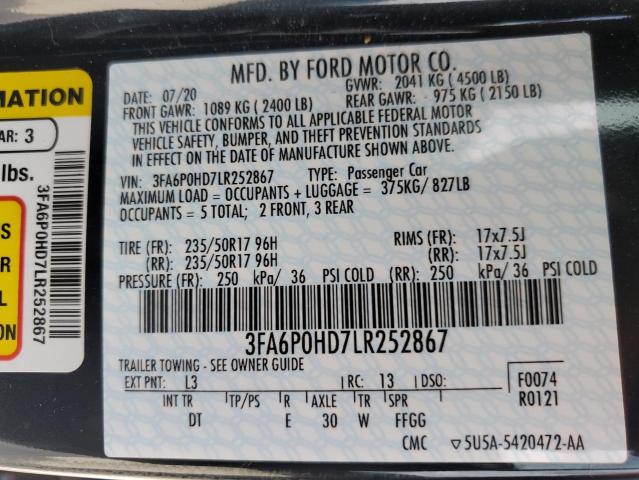 3FA6P0HD7LR252867 Ford Fusion SE 12