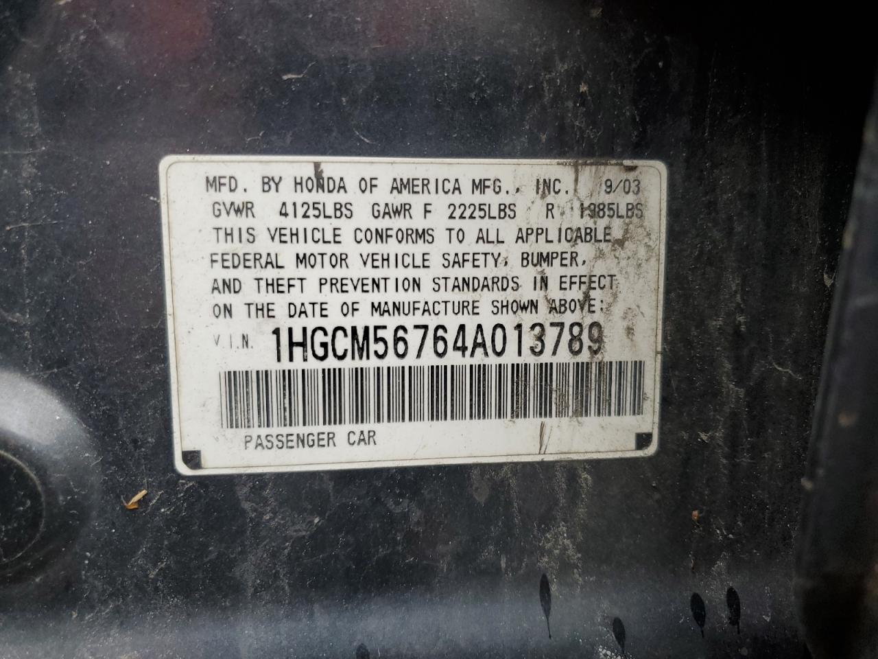 1HGCM56764A013789 2004 Honda Accord Ex