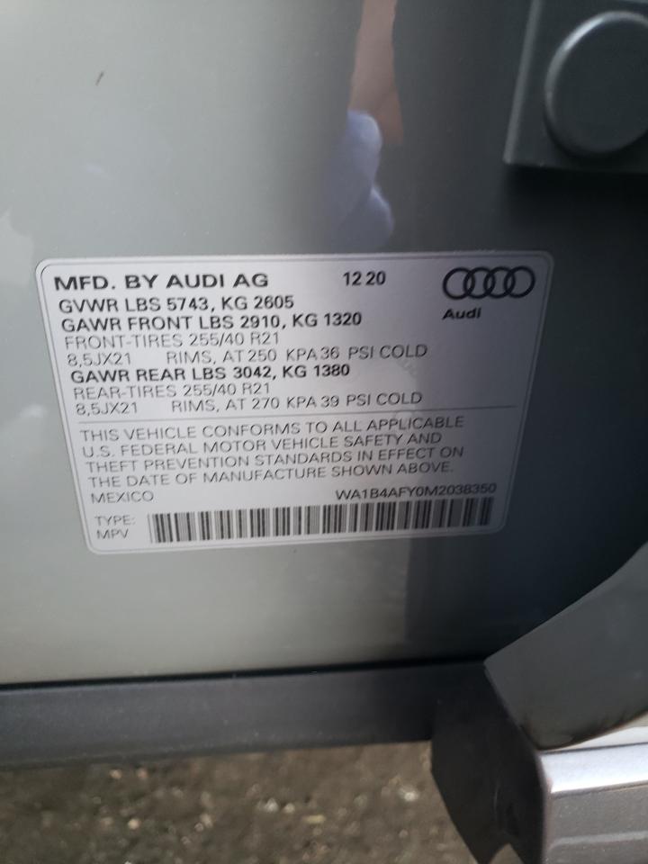 2021 Audi Sq5 Premium Plus VIN: WA1B4AFY0M2038350 Lot: 70038294