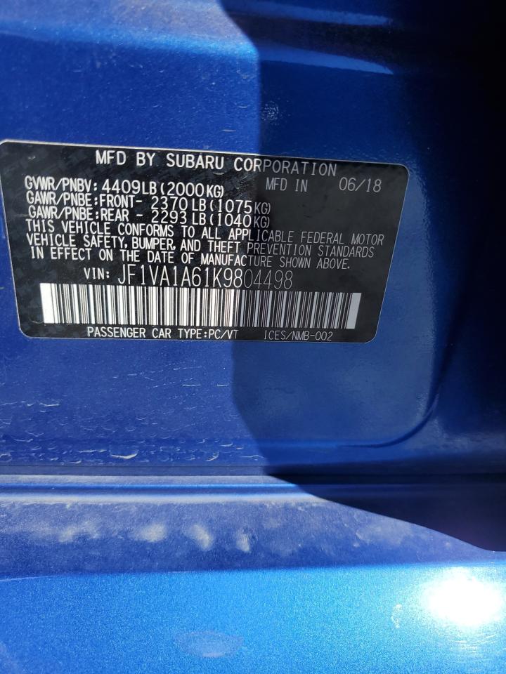 JF1VA1A61K9804498 2019 Subaru Wrx