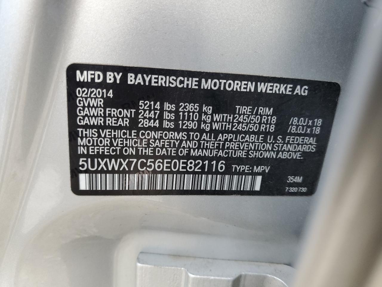 5UXWX7C56E0E82116 2014 BMW X3 xDrive35I