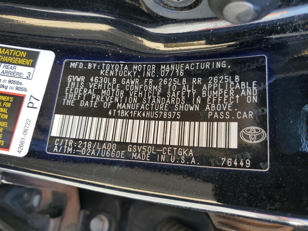 4T1BK1FK4HU578975 2017 TOYOTA CAMRY - Image 13