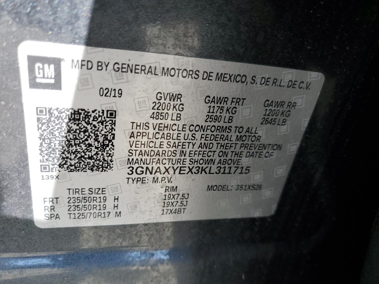 3GNAXYEX3KL311715 2019 CHEVROLET EQUINOX - Image 15