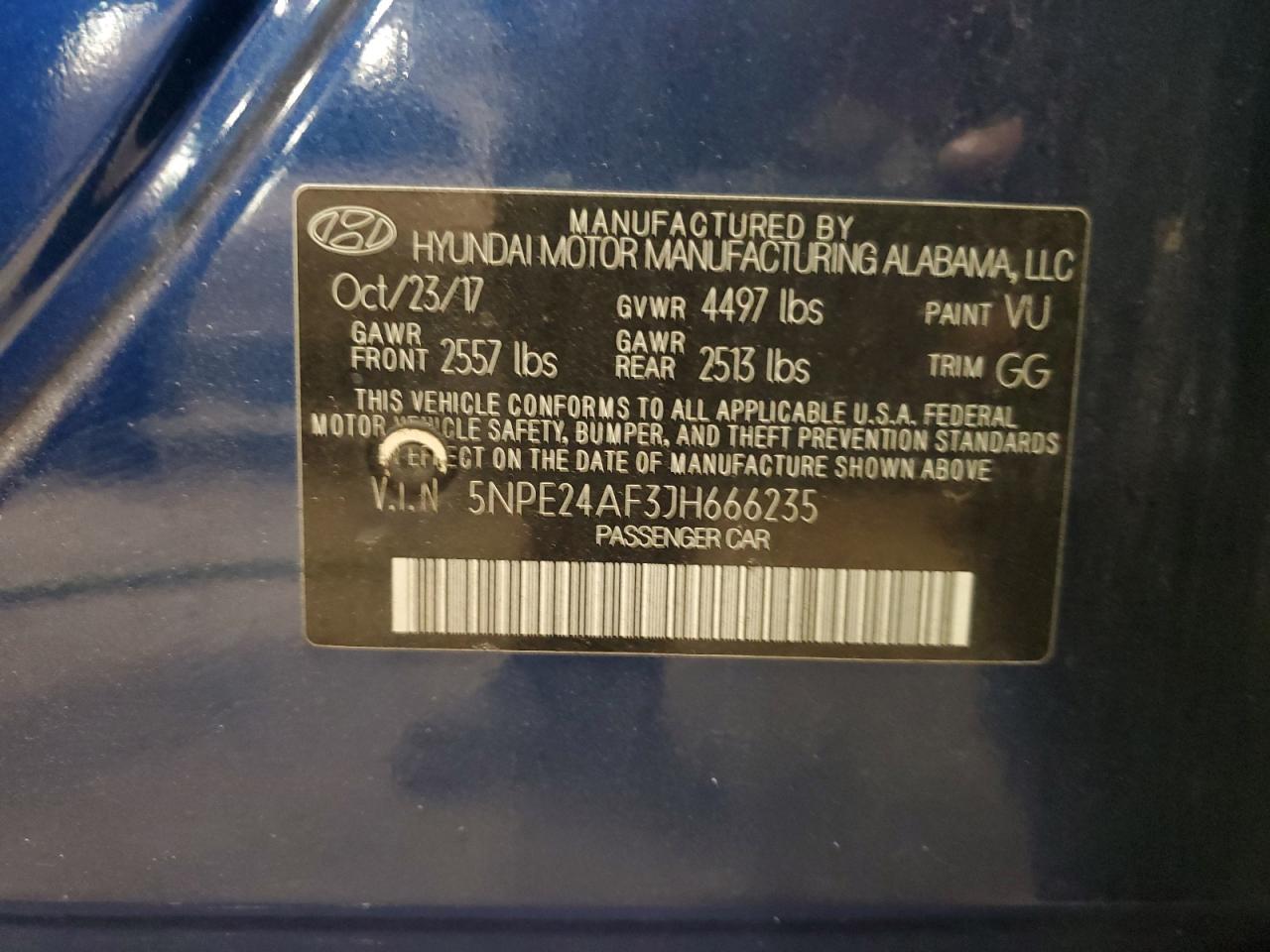 5NPE24AF3JH666235 2018 Hyundai Sonata Se